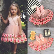 Pageant Flower Girls Dress Kids Birthday Wedding Bridesmaid Formal Prom Gown