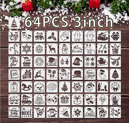 64pc christmas stencil set - stencil,