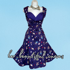 LINDY BOP ALICE IN WONDERLAND 50s VINTAGE STYLE OCCASION PARTY DRESS SIZE 18