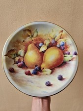 D Wallace Fine China Fruit Plate Artist Signed Fenton China Staffordshire