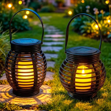Solar Black Rattan Effect LED