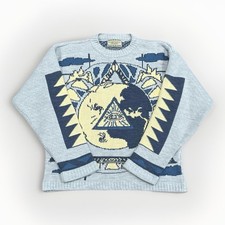 Kerozen Vintage 90s Surf Ski Snowboard Knitted Character Knit Jumper Sweater L