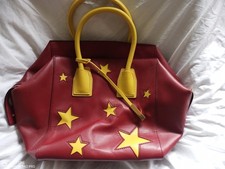 STELLA MCCARTNEY Red/Yellow Faux Leather Zip Cavendish Tote