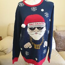 Bad Santa Loyalty & Faith Mens Christmas Jumper Size XL Xmas Multicoloured 