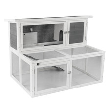 WOODEN RABBIT HUTCH 4FT TWO