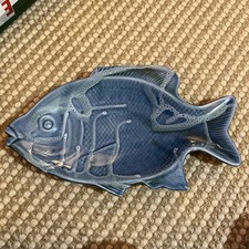 Lamorna Cornish Studio Pottery Blue Fish Platter /Dish Signed. 39cm by 22cm Wide
