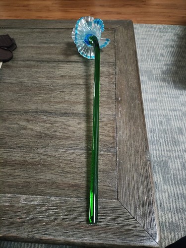 Blown glass flower blue - glass, 20”