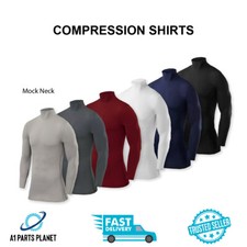 Mens Sports Thermal Baselayer Mock Turtleneck Compression Shirts Long Sleeve