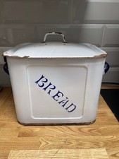 Vintage Enamel Metal Bread Bin
