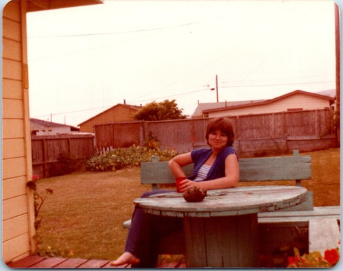 1980s woman sitting wooden - sitting,
