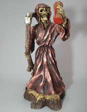 Grim Reaper Skeleton Figurine Holding Scythe and Hour Glass.