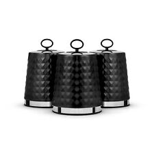 Tower Solitaire Storage Canisters, Set of 3, Tea/Coffee/Sugar, Black T826207BLK