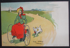 TOM BROWNE Comic CYCLING BICYCLE BIKE HAND PEDALS EARLY TRIKE OLD LADY BIKING