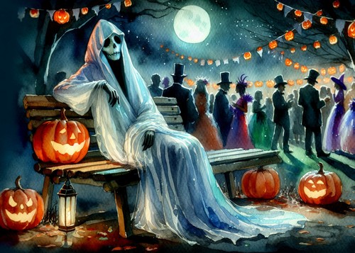 Gothic landscape print pumpkin - landscape,
