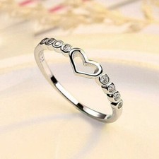 925 Sterling Silver Mini Heart Adjustable Ring Womens Girls Jewellery Gift UK