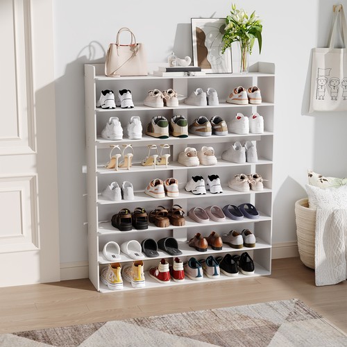 8tier white wooden shoe - white,