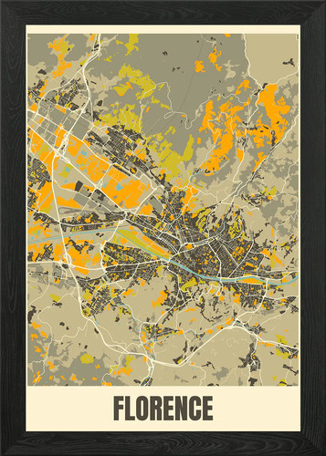 City map florence framed - city,