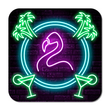 Eighties Neon Cocktail Style Drinks Coaster Home Bar Pub Shed Beer Mat 80s Gift