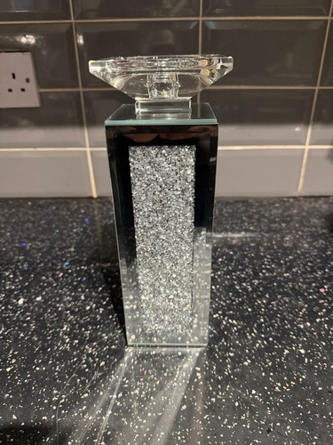 Silver crushed diamond candle - silver,