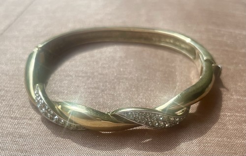 Vintage crystal hinged bangle - vintage,
