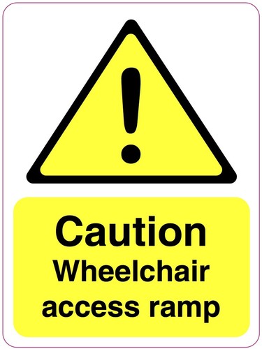 Caution wheelchair access - wheelchair, ramp