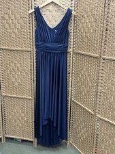BIBA Dip Hem Bridesmaid/ Prom / Party Sleeveless Navy Maxi Dress Size 10 Bnwt