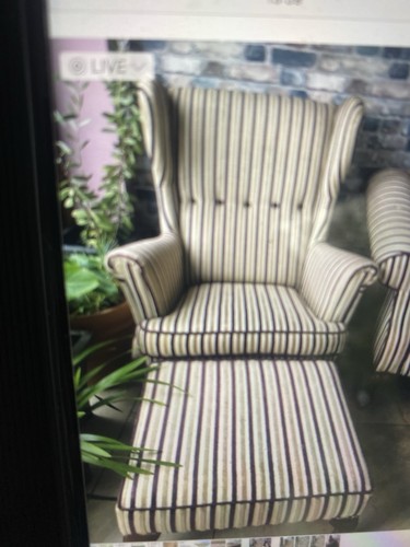 Regency stripe chair - chair, puff