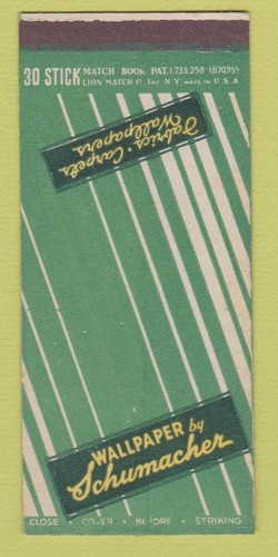 Matchbook cover schumacher - matchbook,