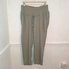 H&M Mama Womens Trousers Green Size M Medium Linen Mix Maternity Crop Pull on