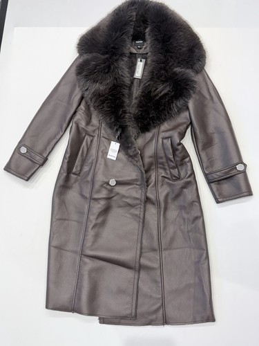 Boohoo long faux leather - leather, coat