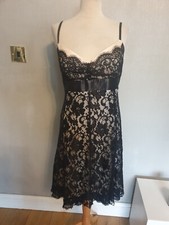 Julien Macdonald Debenhams Black Nude Lace Dress  Size 18 Padded  Rrp £65 VGC