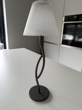 Candle Tea Light Metal Pedestal Lamp with White Frosted Glass Lamp Shade Harman