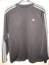 ADIDAS VINTAGE CREW NECK SWEATSHIRT SWEATER JUMPER - 2008 - BLACK - MEDIUM - G97