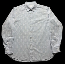 Men’s Brioni Light Blue Shirt Size XXL Patterned Luxury Smart Casual