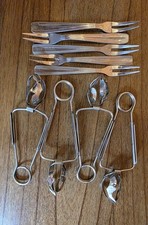 Vintage inox escargot tongs - vintage,