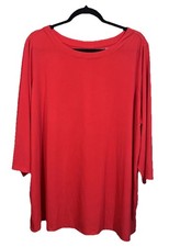 Susan Graver Everyday Liquid Knit Blouse Top Tunic Size 2X Red Relaxed Flowy