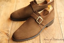 Charles Tyrwhitt Brown Suede Monk Buckle Shoes Men's UK 8 US 9 EU 42