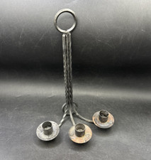 Vintage Hand Forged Iron 10" Wall Hanging Medieval Style Candle Stick Candelabra