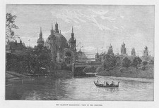 GLASGOW EXHIBITION View in the Grounds - Antique Print 1888