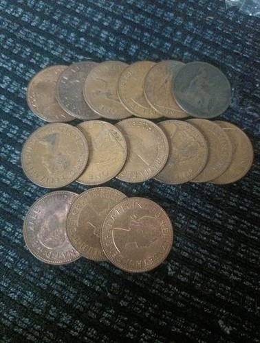Old large one penny - x,