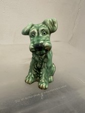 Vintage SYLVAC Scottie Scottish Terrier Dog Figurine England 1378 Green Glaze