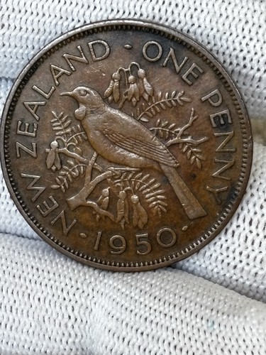 New zealand penny coin 1950 - 1,