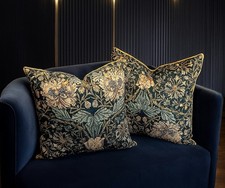 Luxury  Velvet Cushion Cover Strawberry Thief by William Morris Handmade  in Uk.