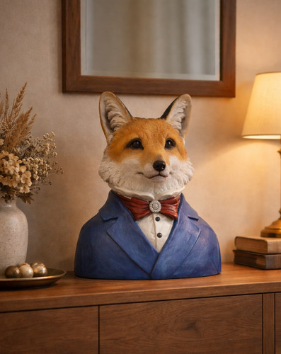 Large fox bust sculpture - large,