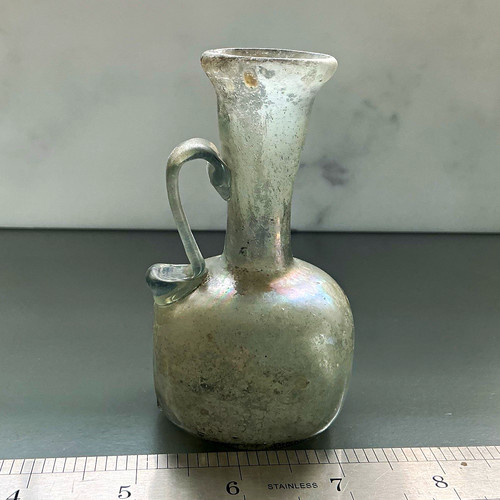 Ancient roman glass juglet - ancient,