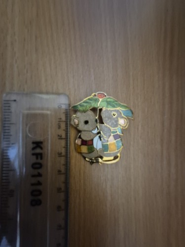 Cloisonne enamel mouse brooch - cloisonne,