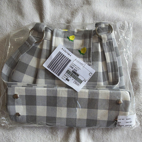 Grey white gingham - gingham, lemon