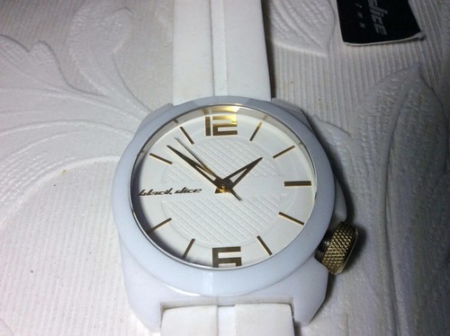 Black dice white gold dial