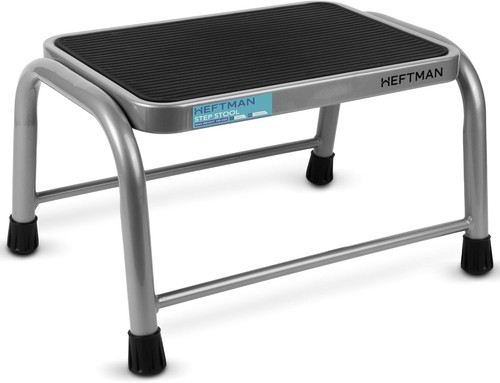 Grey metal step stool - stool,