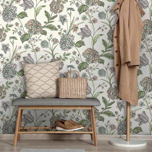 Floral coloured wallpaper - coloured,